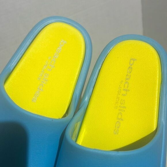 J/slides squish Eva comfort pool side slides slip on sandals turquoise yellow‎ - Picture 3 of 8